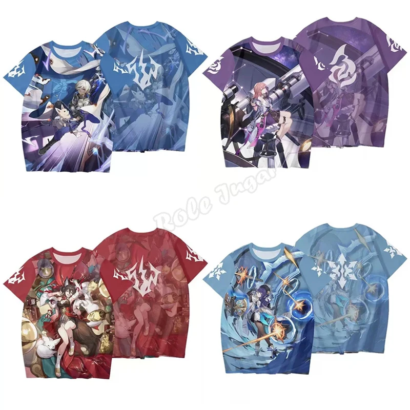 

Honkai Star Rail T-shirt 3D Printing Short Sleeved Dan Heng March 7th Yanqing Tingyun Cosplay Costume Women's Men's Top