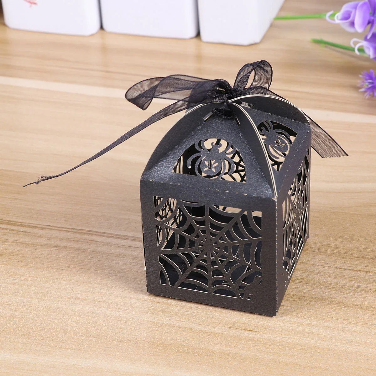 

Boxes Gift Candybox Favor Party Treat Chocolate Pouch Bags Goodie Wrapping Web Wedding Spider Lace Packaging Hollow Ribbonyou
