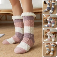 womens bed socks lady cosy soft fleece lining winter warm thermal sock slipper stockings velvet boots floor sleeping socks