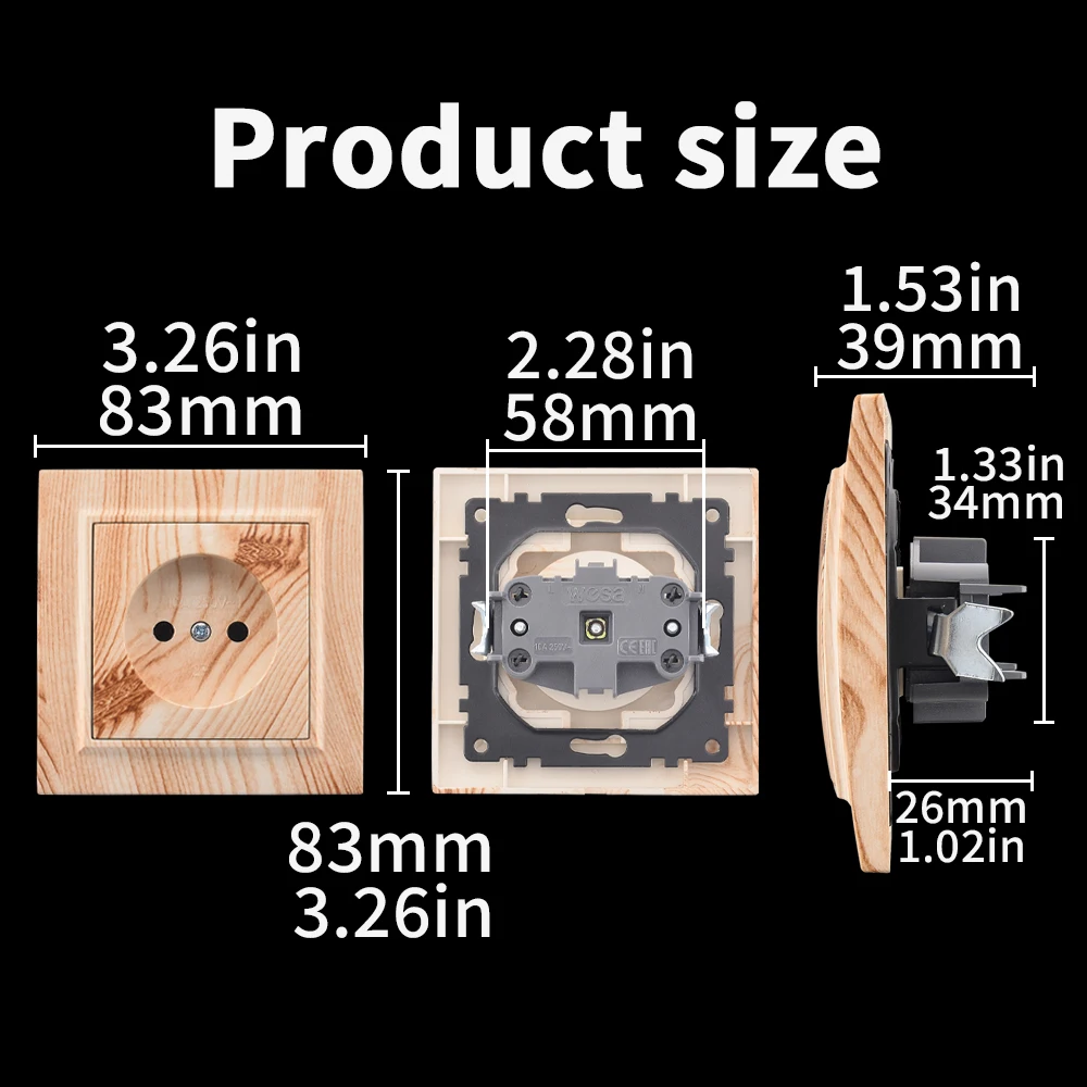WESA деревянная настенная фоторозетка розетка питания европейского стандарта