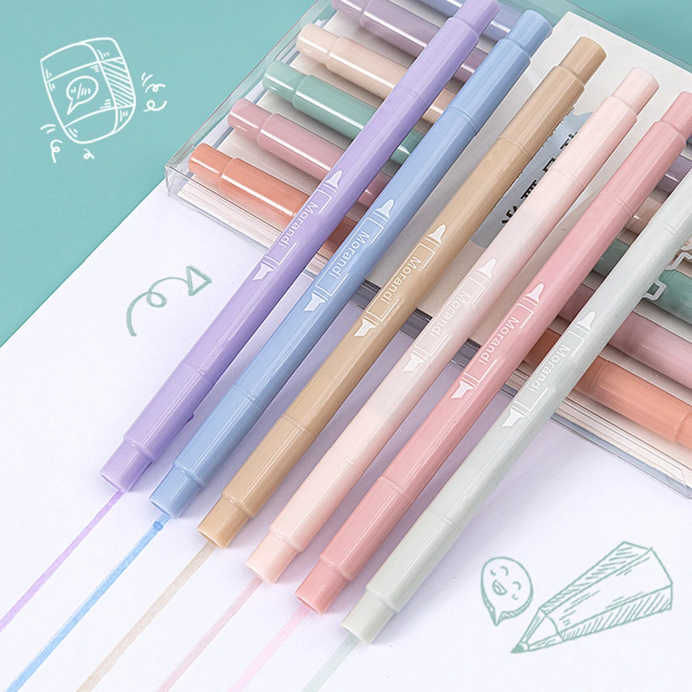 6 шт двухсторонний маркер пастельных цветов двойной советы быстрый сухой ручка