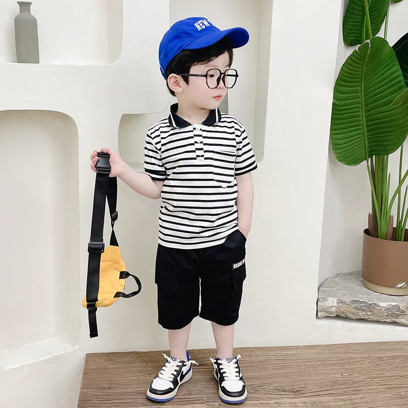 2022 Baby Boys Summer Casual Clothing Outfit Kid Short Sleeve Cotton Polo Shirt Shorts Set Toddler Boys Clothes Suit 2-9 Years