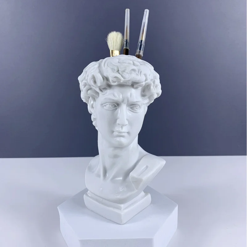 

Nordic Resin Decorative Statues Imitation Plaster Pen Holder Vase Office Accessories Character Statue Crafts Home Decoration
