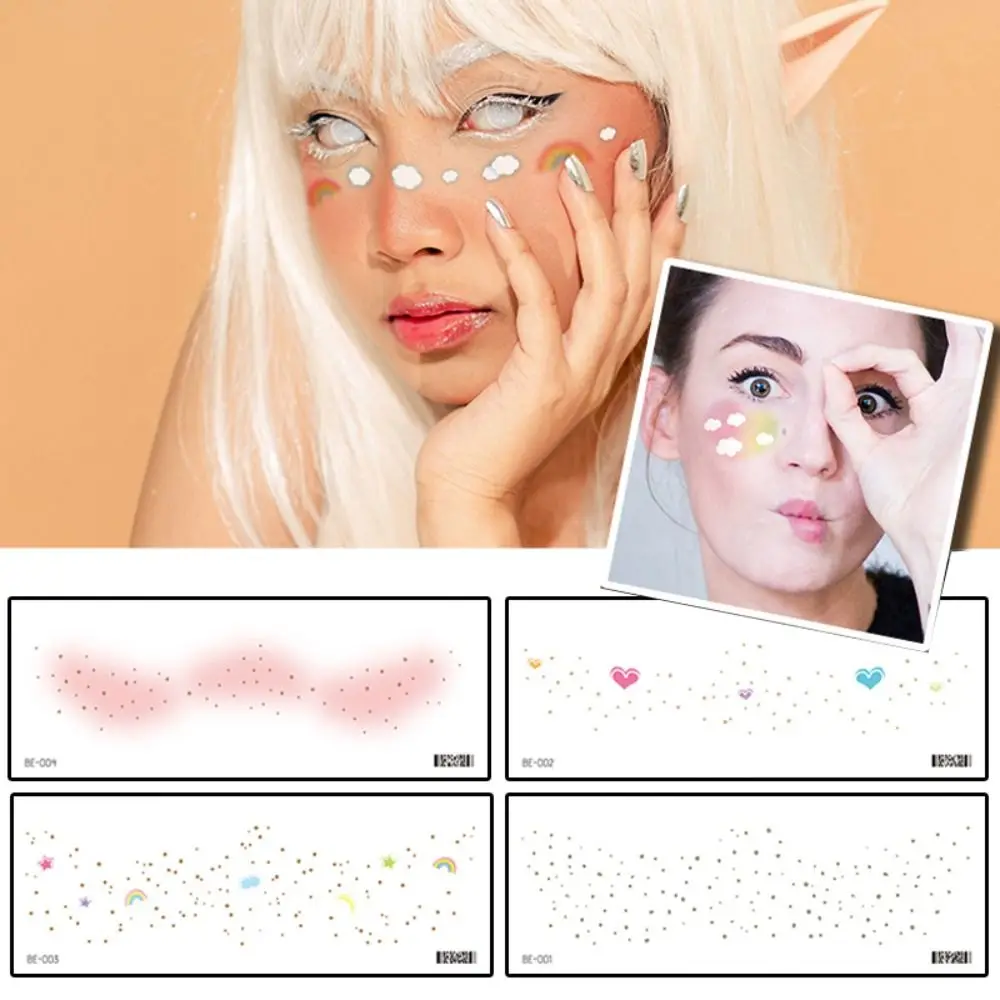 

Korean Kawaii Unique Party Facial Sticker Adorable Waterproof Flowers Butterfly Tattoo Love-heart Pattern Eye Makeup Decal