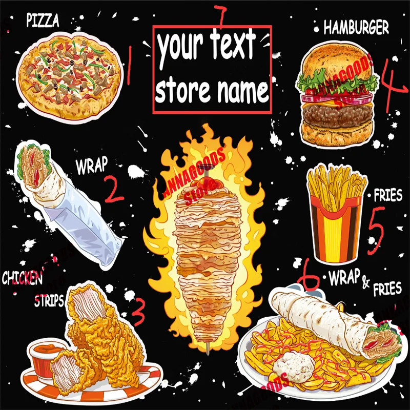 Custom Text Food 3D American Fast Food Mural Wallpaper Chicken Doner Kebab Snack Bar Restaurant Industrial Decor Wall Paper 3D images - 6