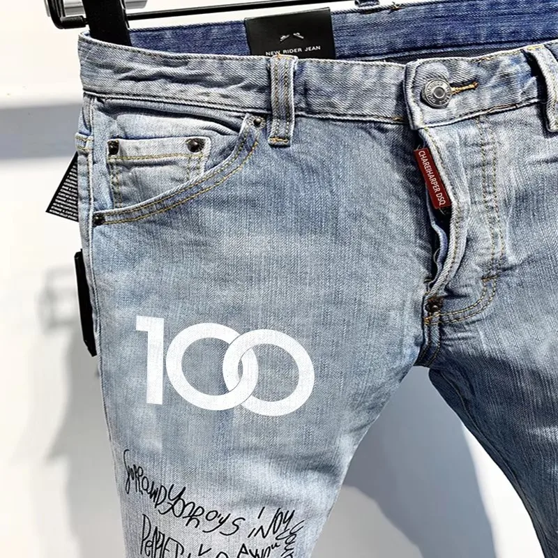 100 Chareharper dsq 1116 Мужские джинсы квадратические тонкие хлопковые эластичные светлые