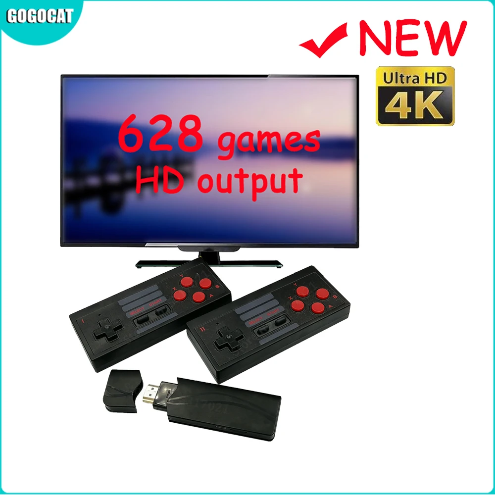 

USB Wireless Handheld TV Video Game Console Build In 628 Classic Game 8 Bit Mini Remote Video Console Support HD Output Gift