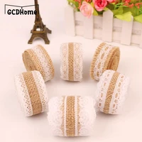 2mpack natural jute burlap ribbon with lace diy wedding ribbon decoration accessories festival supplies party crafts gift wrap