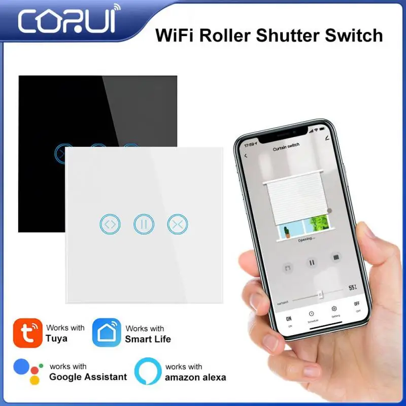 

Умный переключатель CORUI Tuya, Wi-Fi, домашняя занавеска для роликовых затворов, умная занавеска, панель, переключатель, работает с Amazon Alexa Google Home