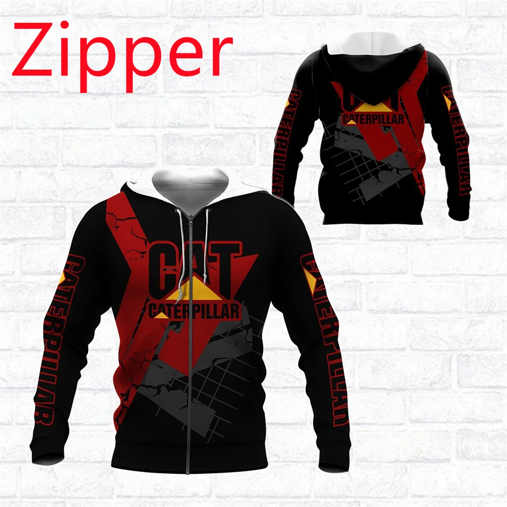 

New fashion brand CATlogo excavator motorcycle sweatshirt racing suit men's 3D printing hooded zipper shirt casual unisex jacket