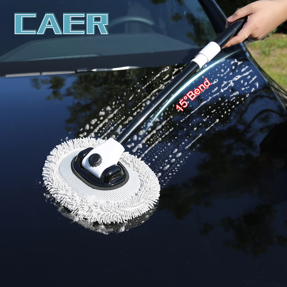 

2023 New Car Wash Brush with Adjustable Telescoping Long Handle Chenille Mop Head Replaceable Universal Car Wash Mops