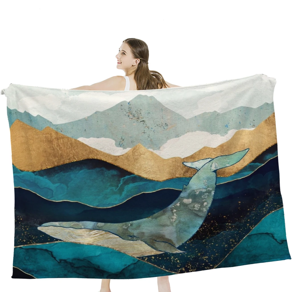 

Blue Whale Throw Blanket Soft Warm Bedspread Camping ,Travel Bedding Blanket