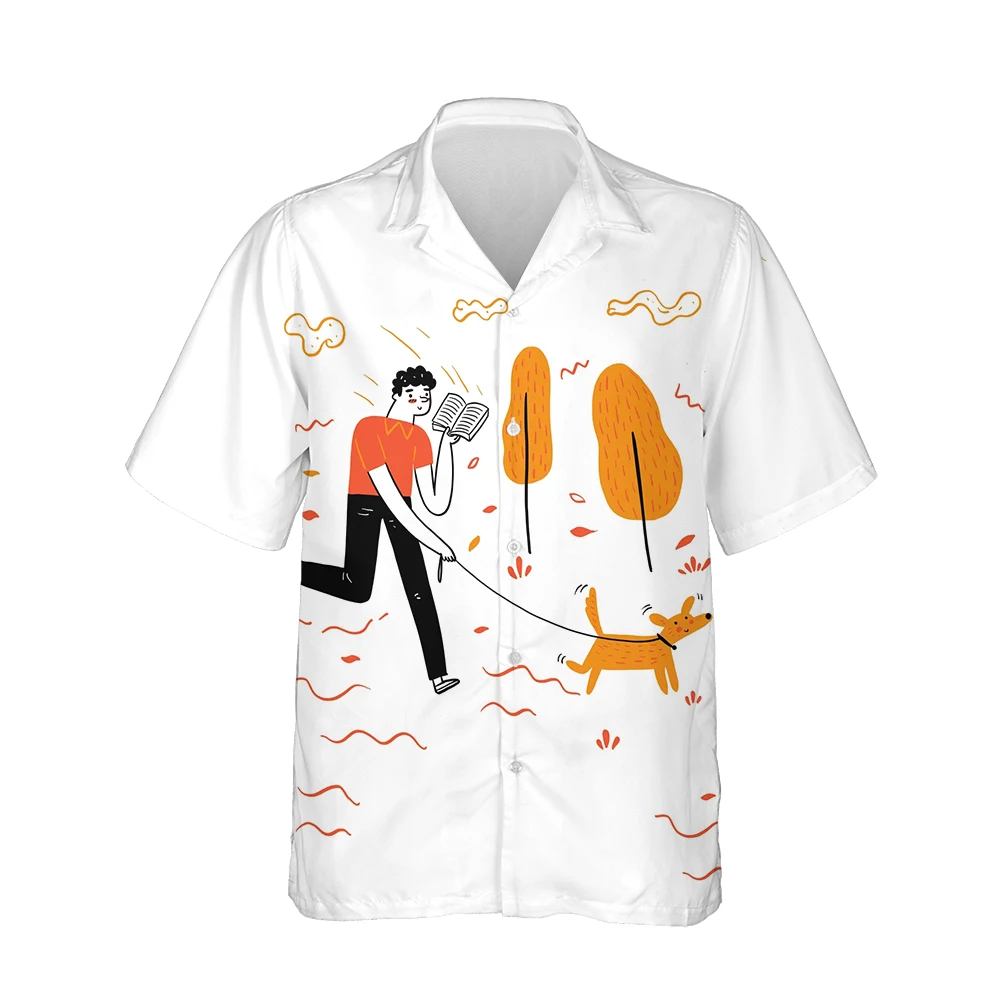 Jumeast 3d Crowds People Printed Hawaiian Funny Shirt Men Anime Trendy Short Sleeve Shirts Mens Fashion Casual Loose Streetwear