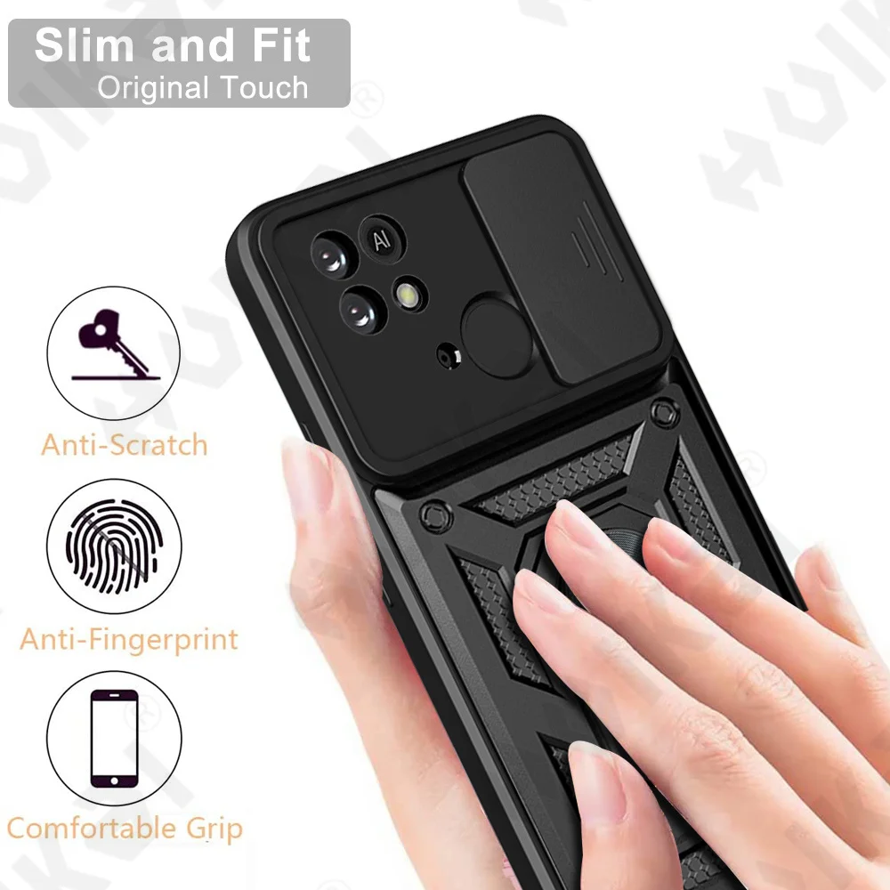 Case For Redmi 10C 11 11S 10 Pro Max Xiaomi 12 11T Pro Poco X4 X3 Pro  Kickstand Slide Camera Protector Hybird Phone Armor Case