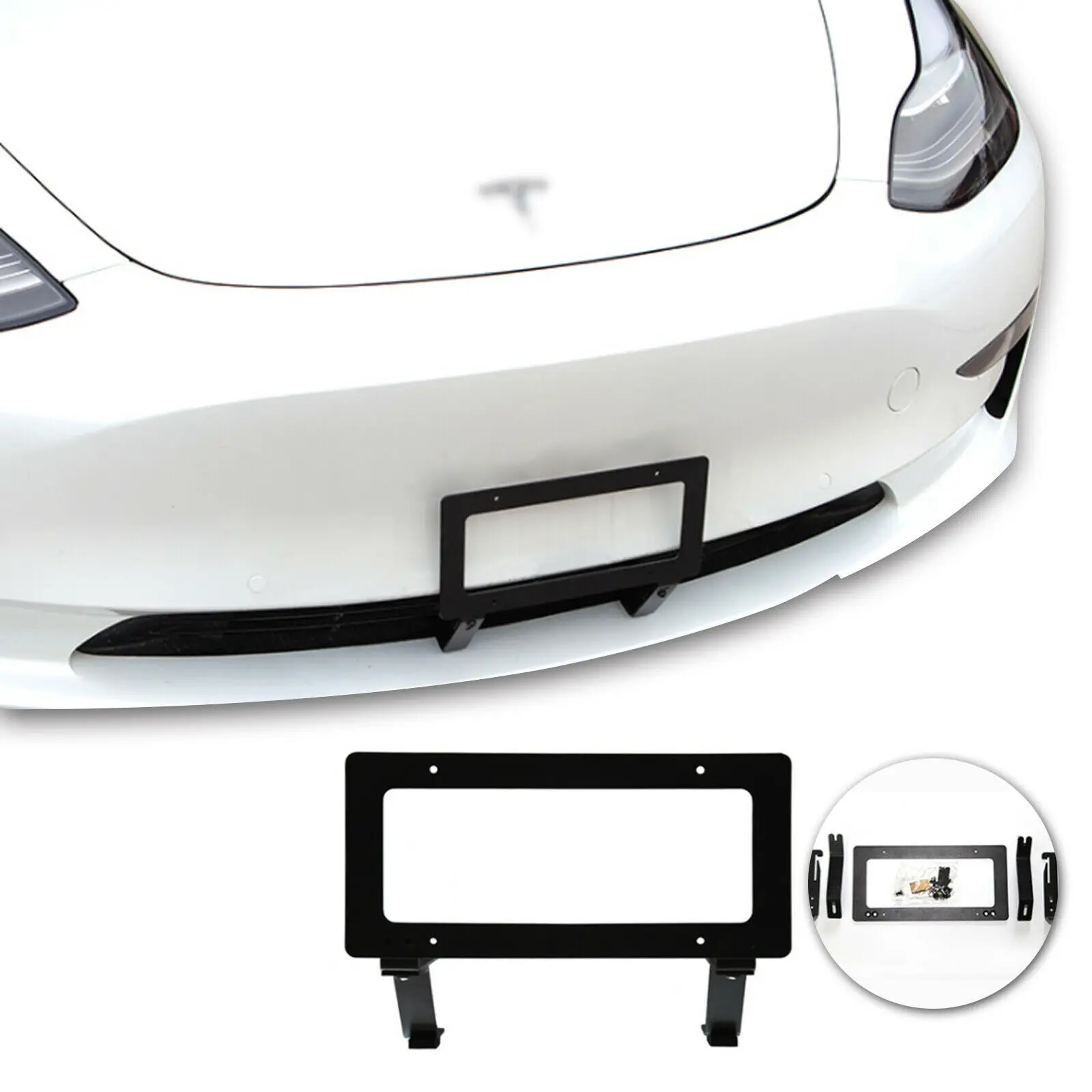 

Tesla Car Front License Plate Frame Free Perforation Aluminum Number Plate Frame Accessories For 2021 2022 Tesla Model 3 Y
