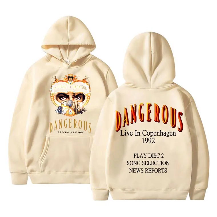 King of Pop Michael Jackson Dangerous World Tour Hoodie Men Women Classic Gothic Rock Sweatshirt Men's Vintage Oversized Hoodies