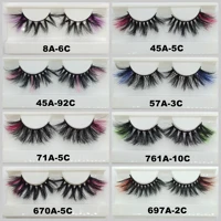 1pair color eyelash 3d mink fluffy natural 25mm multi coloured dramatic false lashes party makeup free shipping
