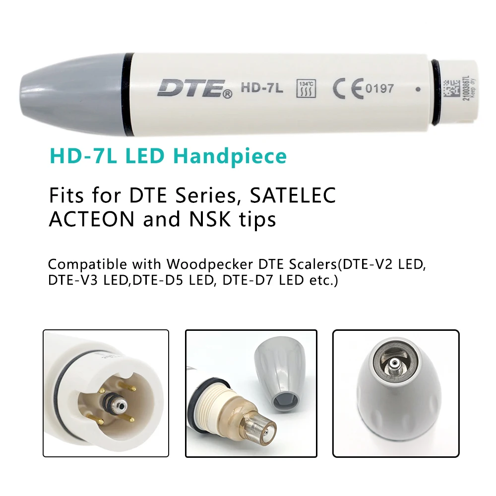 Фото Наконечник для ультразвукового скалера Woodpecker DTE с LED-подсветкой HD-7L HD-7H, 100% оригинал, совместим с NSK SATELEC ACTEON. №2