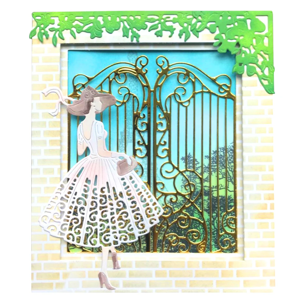 

Lady Lantern frame Metal Cutting Dies Stencil for DIY Scrapbooking Album Embossing Paper Cards Decorative Crafts Die Cuts