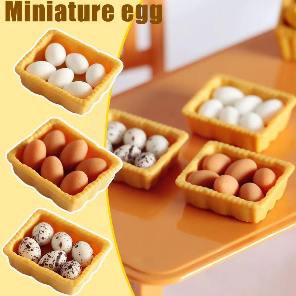 

New Pretend Miniature House Kitchen Food Mini Egg With Egg Trays For Blyth Barbies Ob11 Bjd Toy Wholesale R9w0