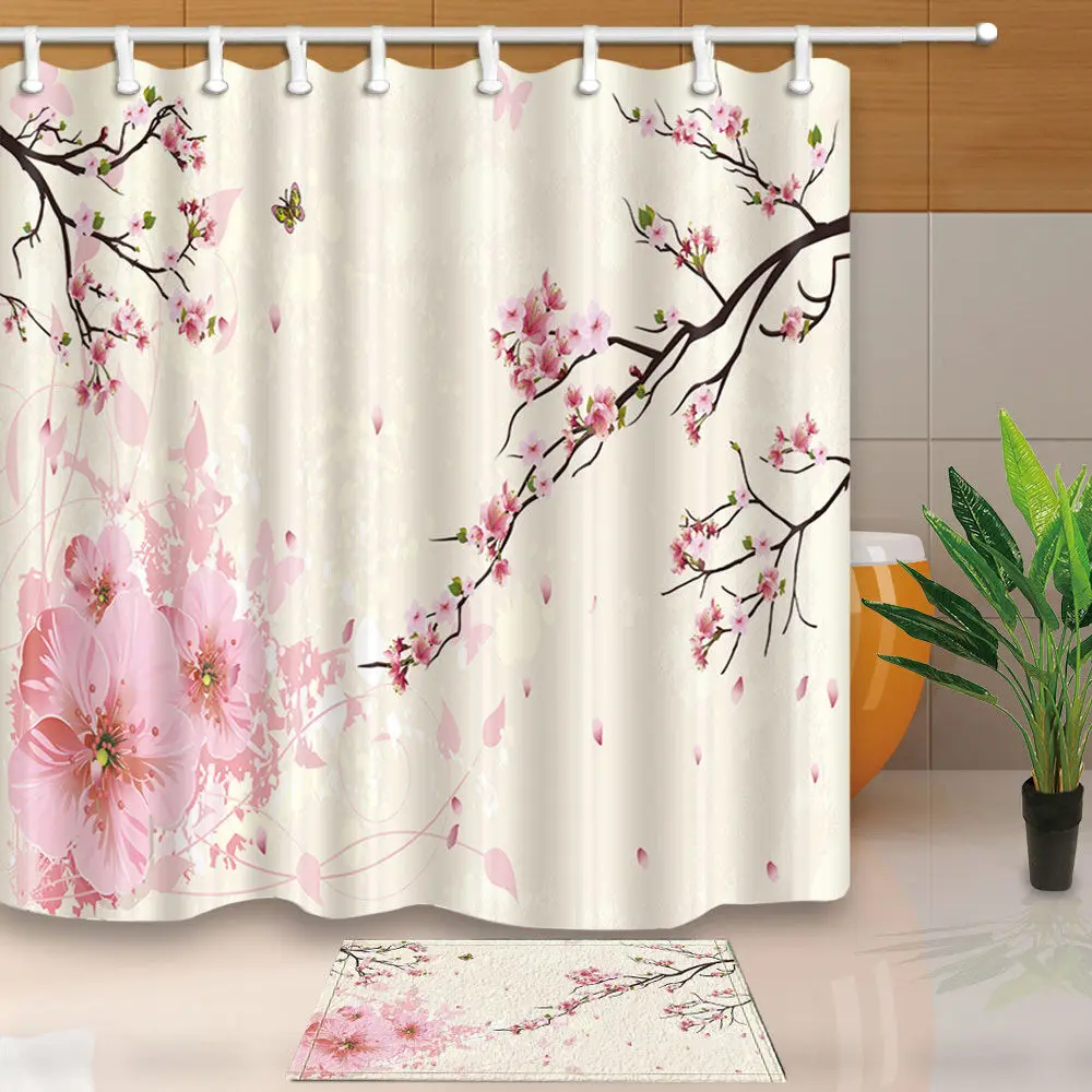 

Вишневый цвет, декор для ванной комнаты, занавеска для душа, водонепроницаемая ткань