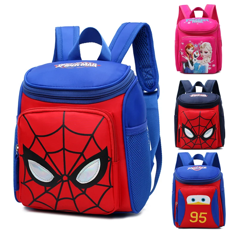 Anime Spiderman Design Backpack Frozen Cars Printing Boys Primary Children School Bag Kids Kindergarten Backpack Travel Bag