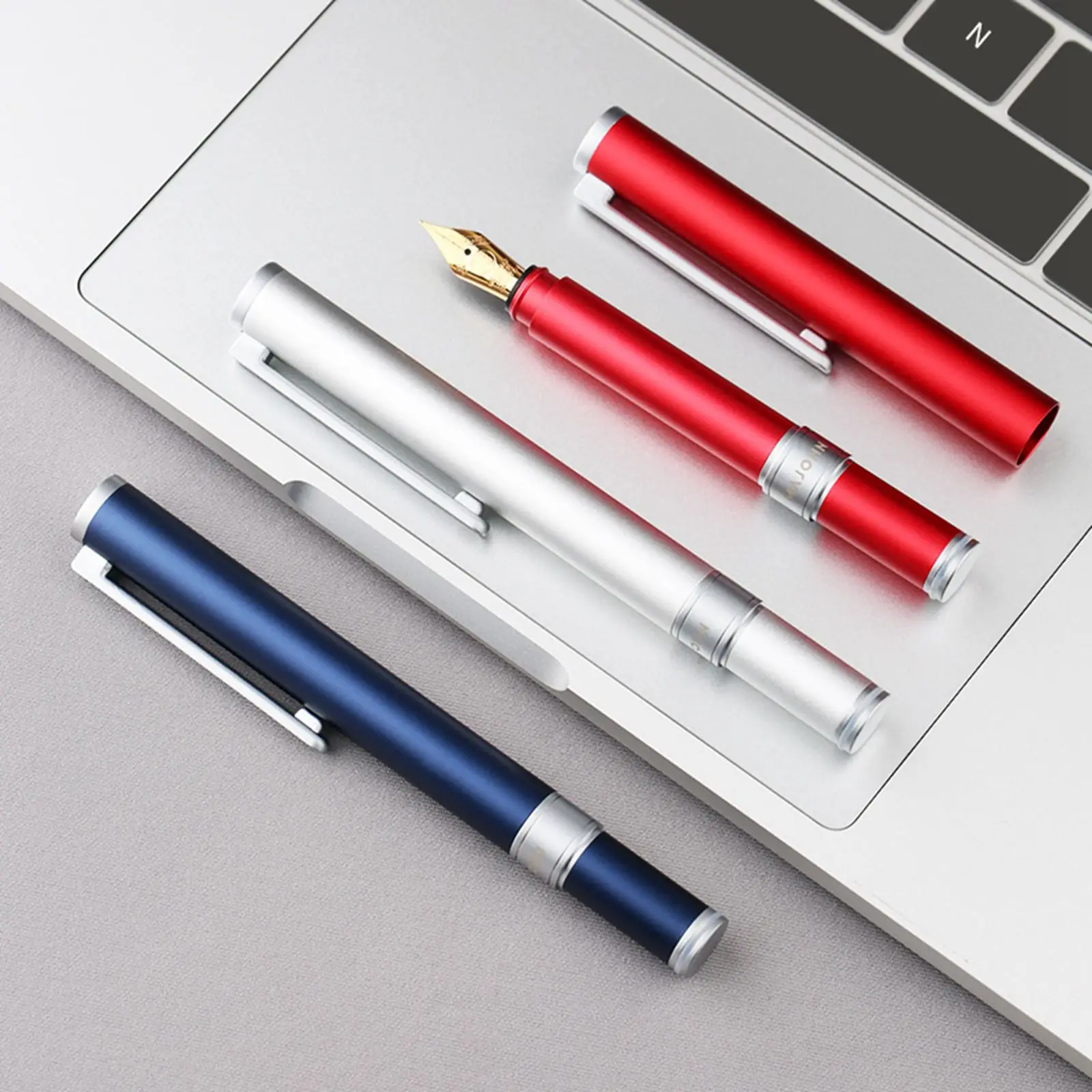 

Majohn N1 Fountain Pen Mini Silver Aluminum Alloy Steel Extra Fine/ Fine 0.38/0.5mm Pocket Short Ink Pens Office Business