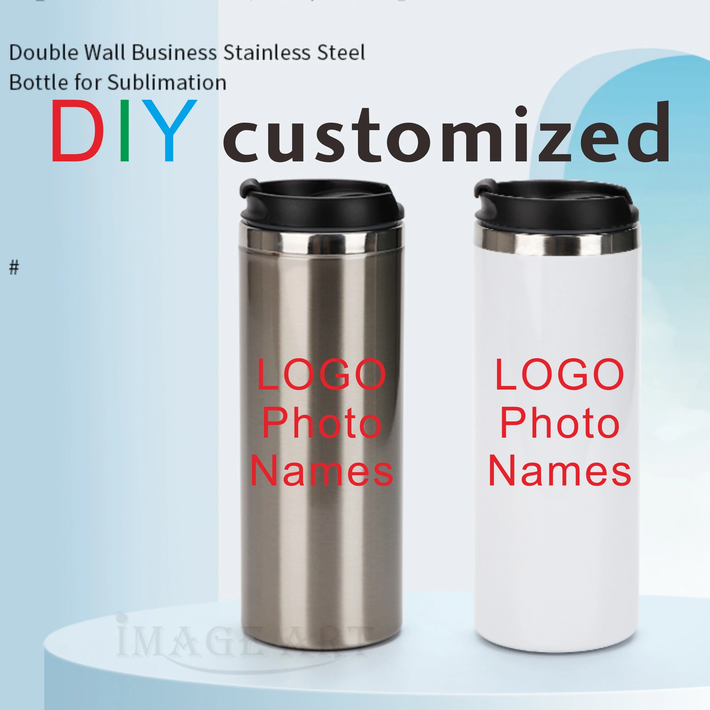 

DIY 450ML Coffee Cup Customized Print with Your LOGO PHOTO Name TEXT Thermos Tumbler for Office Drink Water Keep Cold and Hot