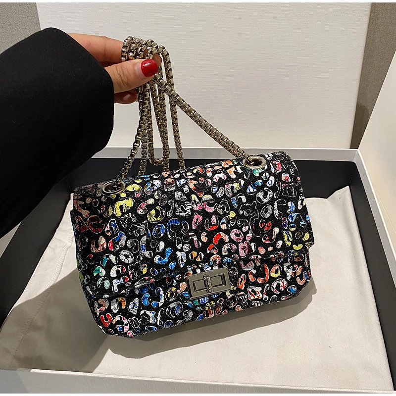 

Sequin Messenger Bag 2023 Autumn Korean Style Clutch Bag For Women Luxury Designer Chain Square Bag Trend Evening Shoulder Bag