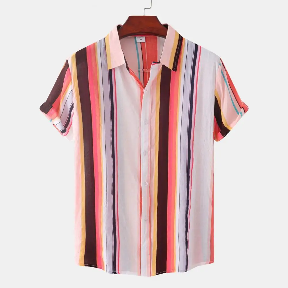 

Chic Men Shirt Eye-catching 5 Sizes Male Top Contrast Color Shirt Top