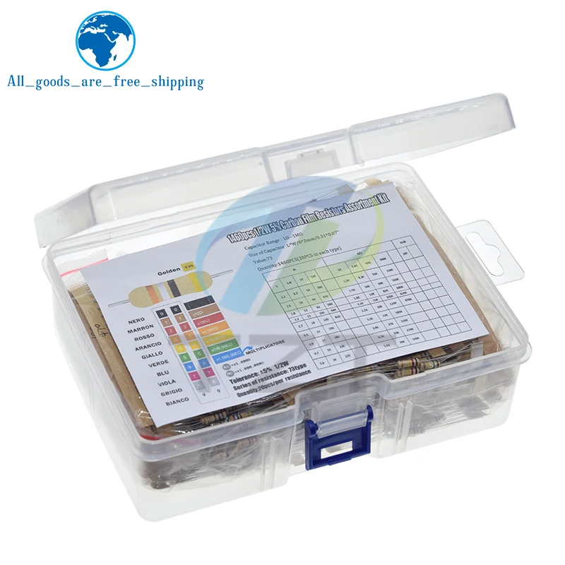 1460 шт./упак. набор резисторов из углеродной пленки 1/2 Вт 5% 73 значения * 10 шт.