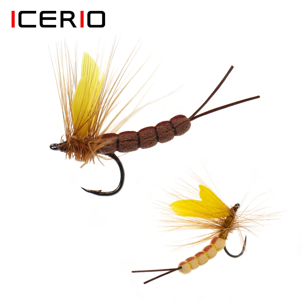 ICERIO, Реалистичная приманка Mayfly, шестигранная пена, сухое летающее крыло, Mayfly, мухи, брикет, искусственная приманка