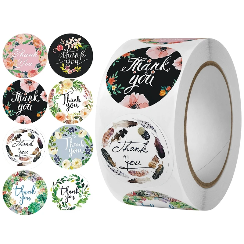

500pcs Thank You Stickers Envelope Scrapbook Sticker Mothers Day Personalized Sticker Round Stationery Adhesive Labels for Jar