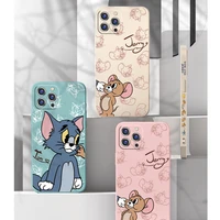 tom and jerry straight edge design phone cases for iphone 13 12 11 pro max mini xr xs max 8 x 7 se 2020 back cover