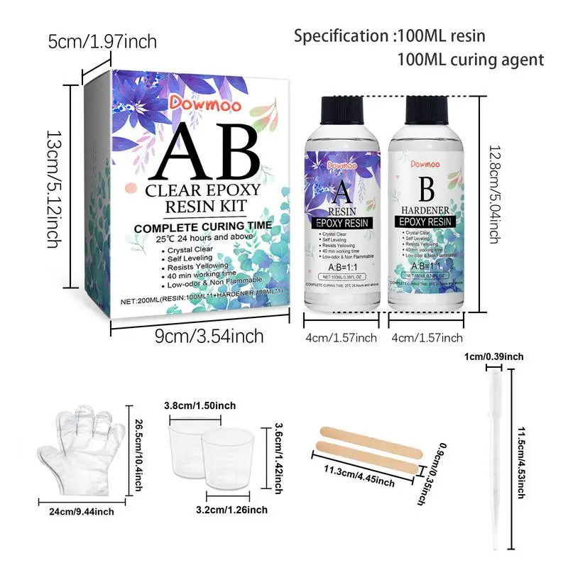 Комплект из эпоксидной смолы 1:1 AB прозрачный отвердитель для художественного