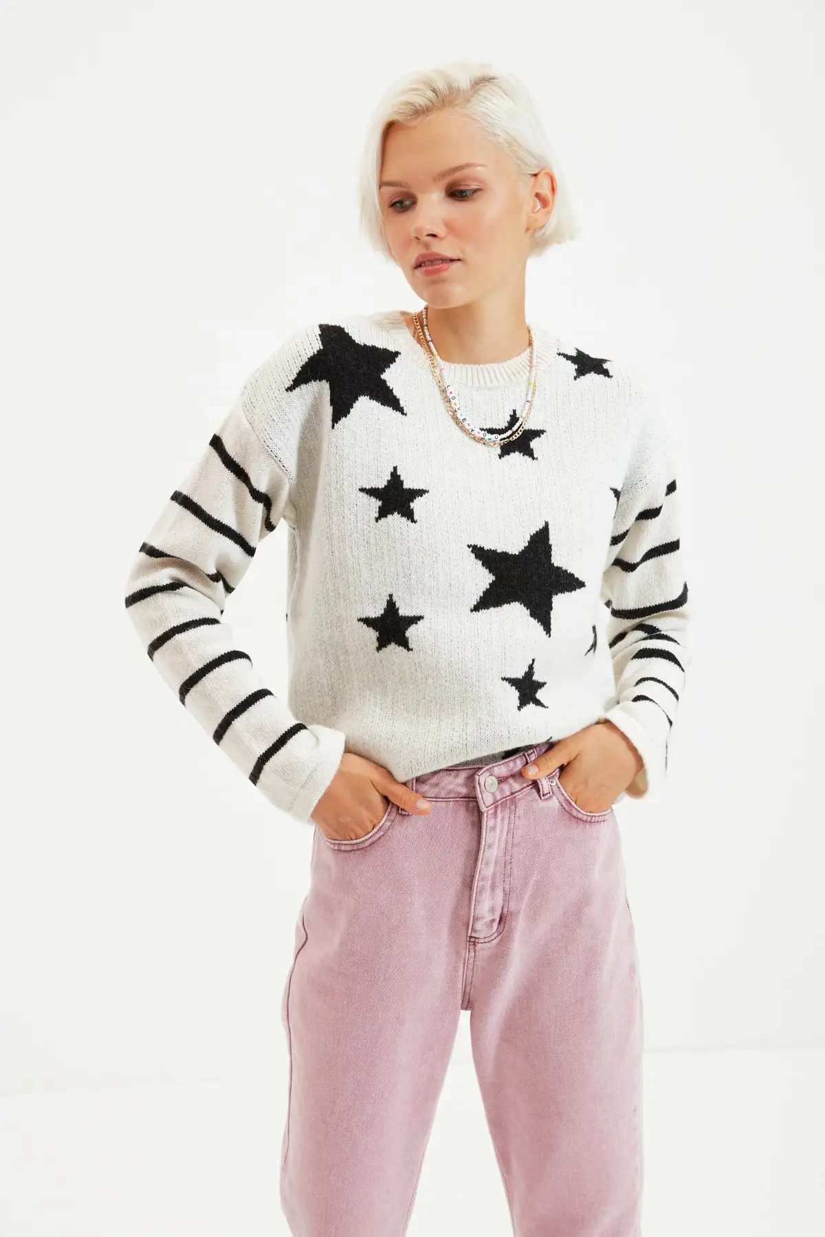 

Trendyol Jacquard Bike Collar Knitwear Sweater Sweater TWOAW22KZ1469
