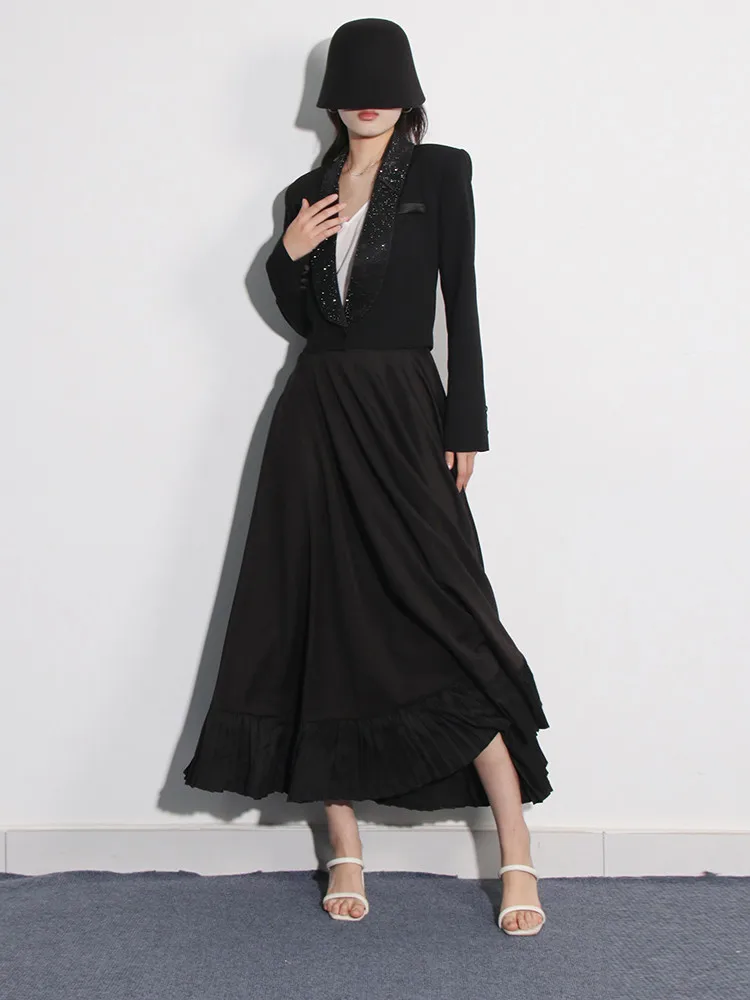 Женский блейзер с длинным рукавом и глубоким V-образным вырезом