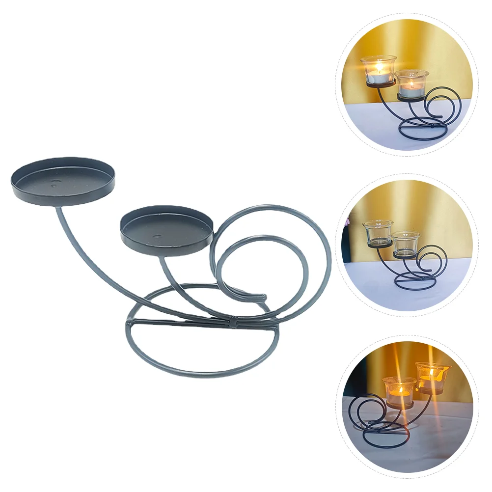 

Retro Holder Glass Cups Candlestick Iron Stand Adornment