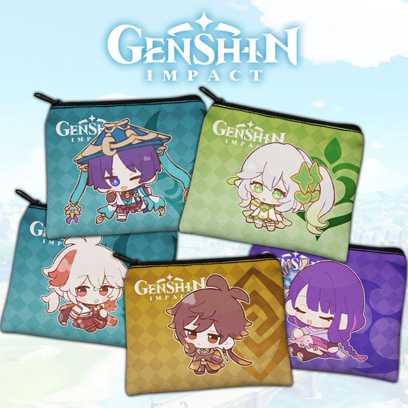 

Anime Genshin Impact Cos Xiao Ganyu Beelzebul Cyno Diluc Nahida Yae Miko Arataki Itto Etc. 12.5x10.5cm Canvas Coin Purse Gift