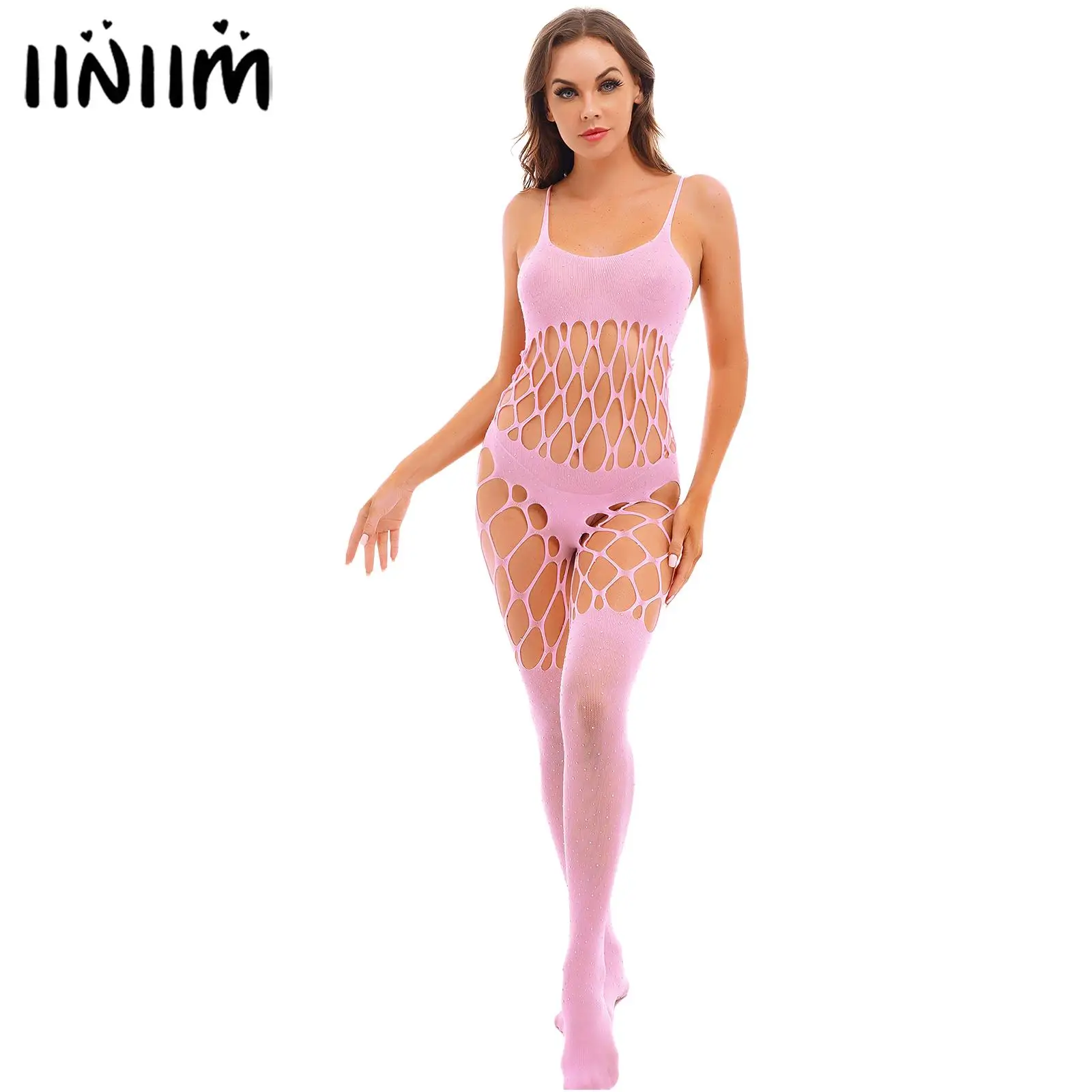 

Женское блестящее эротическое нижнее белье в сеточку без рукавов