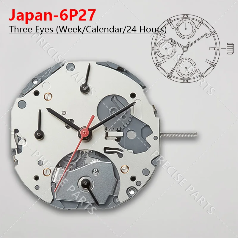 Япония 6p27 Кварцевый механизм 6/9/12 Маленькие аксессуары для секундных часов новые