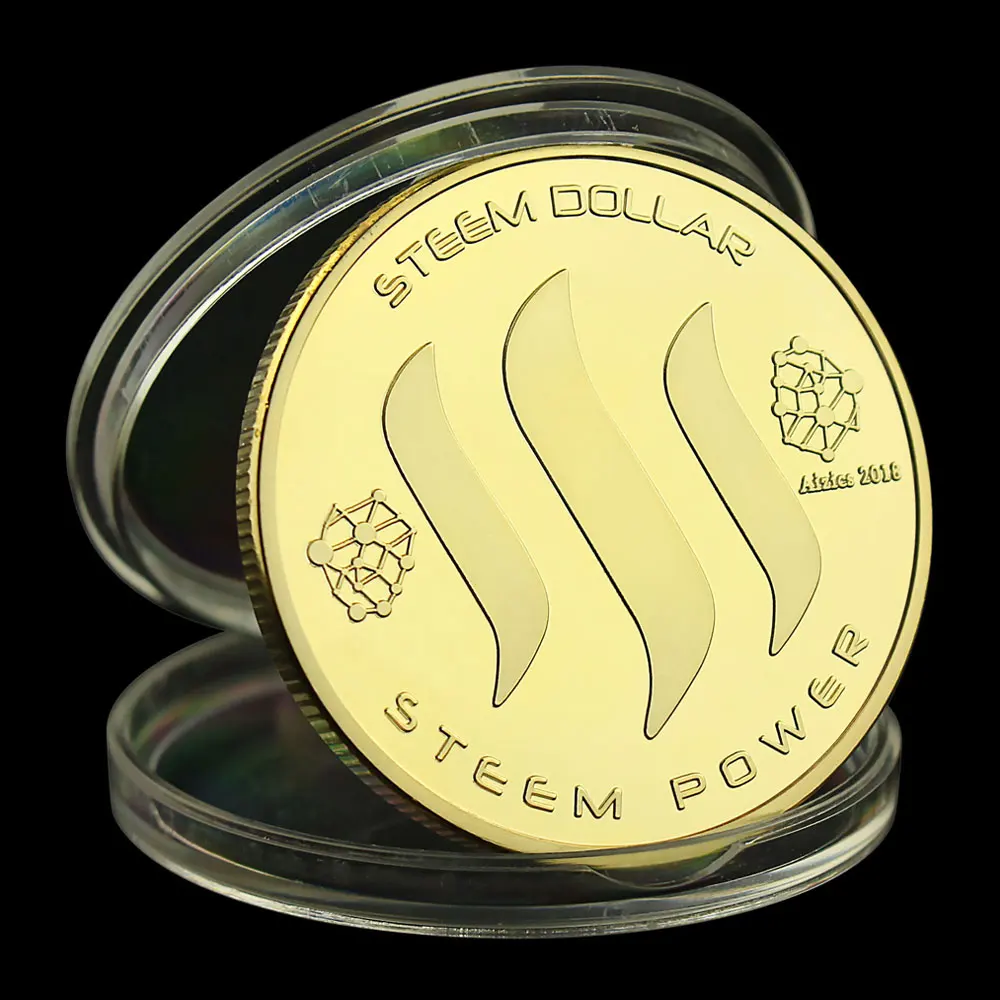 

Steem Dollar Physical Crypto Coin Gold Plated Souvenir Coin Steem Powwer Collectible Cryptocurrency Coin Commemorative Coin