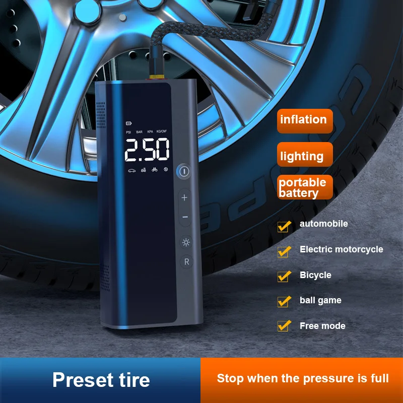 8000mAh Wireless Car Air Pump Portable Air Compressor Tire Inflator 12V 150PSI Fast Inflation for Car Motorcycles Balls Bicycles