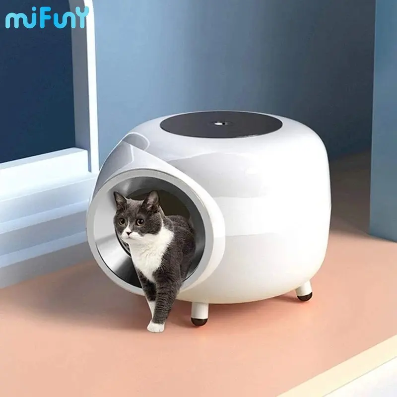 

MiFuny Cat Litter Box Round Large Fully-enclosed Cats Toilet Record Player Appearance Deodorant Anti-splash Bedpans Cats Sandbox