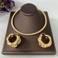 dubai jewelry sets for women gold plated earrings round necklace gold plated new style wedding clothing accessories party gift