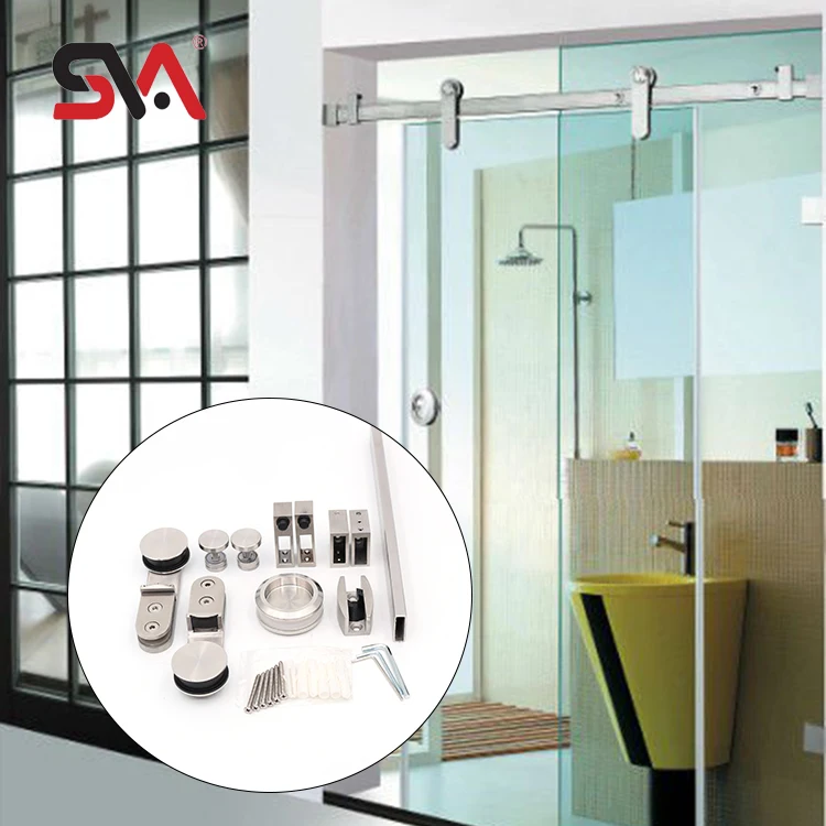 

Customized Shower Tempered Glass Hardware Frameless Glass Stainless Steel Sliding Door Fittings System