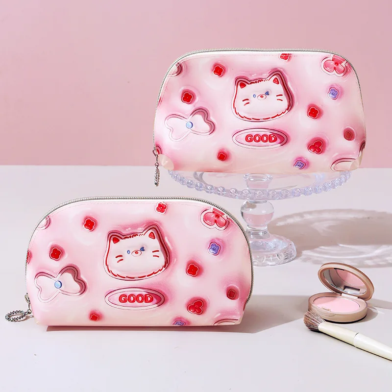 

New TPU Expansion Style Three-dimensional Makeup Brush Bag Travel Toiletry Bag Waterproof Storage Bag Cute Cat Cartoon Wholesale