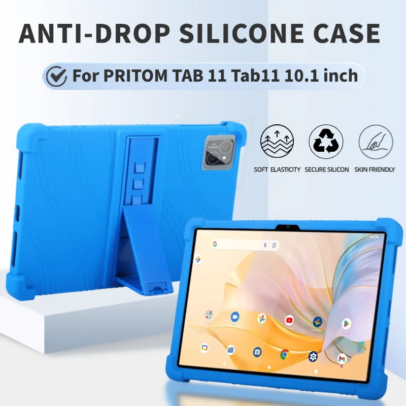 Фото Для планшета PRITOM TAB 11, противоударный чехол с подставкой, чехол PRITOM TAB 11 Tab11, 10,1 дюйма, мягкий силиконовый защитный чехол №1