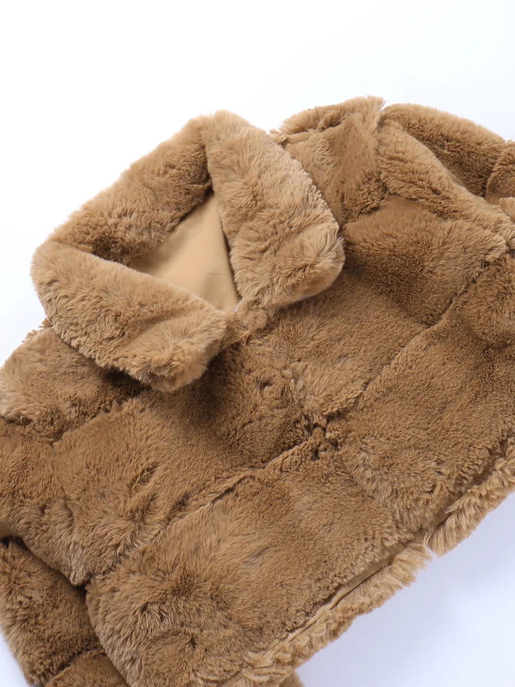 WannaThis Fluffy Coat Faux Fur Outwear Winter Women Casual Streetwear Soft Turn Collar Warm Thick 2022 Folds Short Jackets New