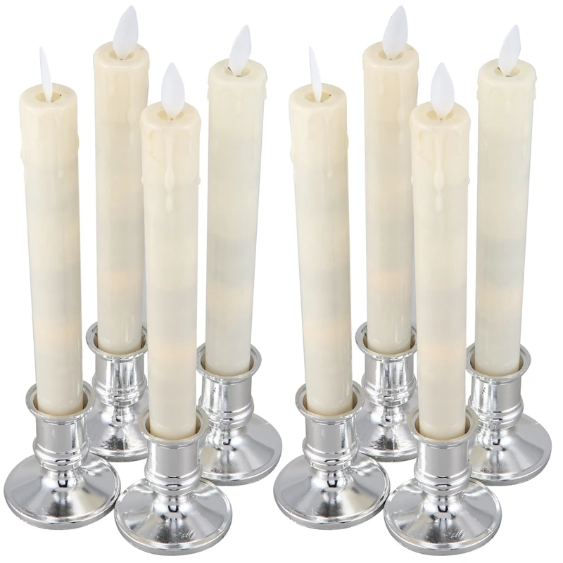 

Hot 8Pcs Electric Led Candle Flameless Battery Flickering Candle Light Candlelight Dinner Accessories